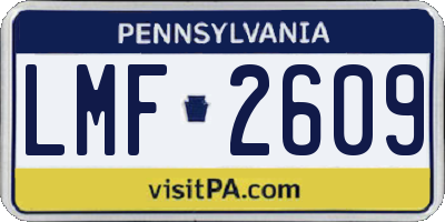 PA license plate LMF2609