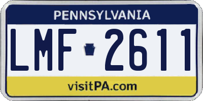 PA license plate LMF2611