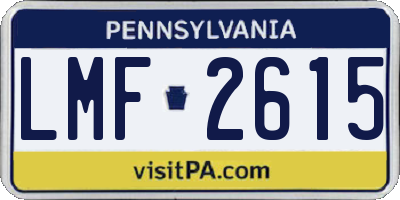 PA license plate LMF2615