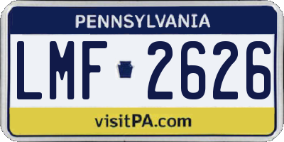 PA license plate LMF2626