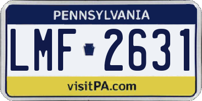 PA license plate LMF2631