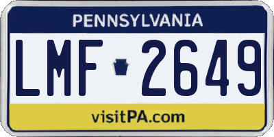 PA license plate LMF2649