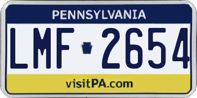 PA license plate LMF2654