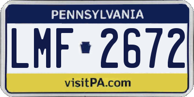 PA license plate LMF2672
