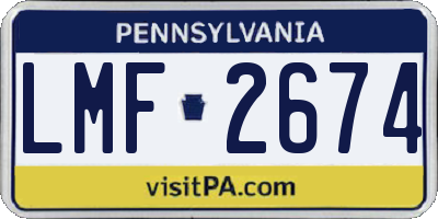 PA license plate LMF2674