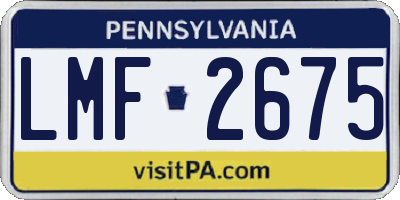 PA license plate LMF2675