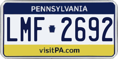 PA license plate LMF2692