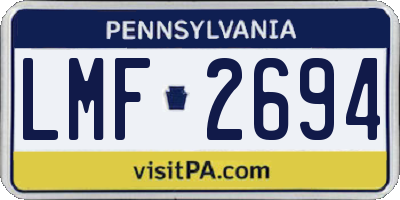 PA license plate LMF2694