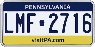 PA license plate LMF2716