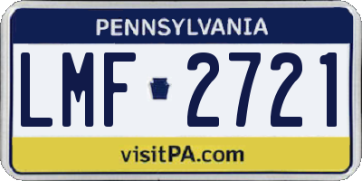 PA license plate LMF2721