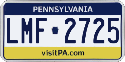 PA license plate LMF2725