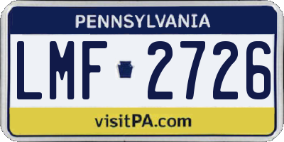 PA license plate LMF2726