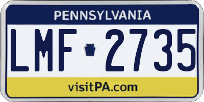 PA license plate LMF2735
