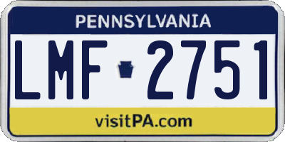 PA license plate LMF2751