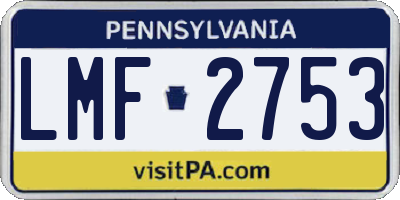 PA license plate LMF2753