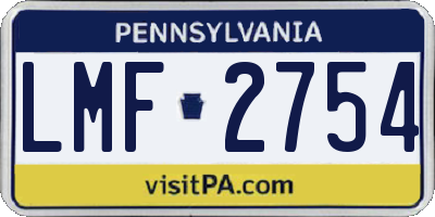 PA license plate LMF2754