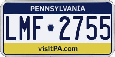 PA license plate LMF2755