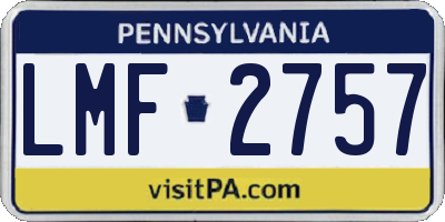 PA license plate LMF2757