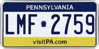 PA license plate LMF2759