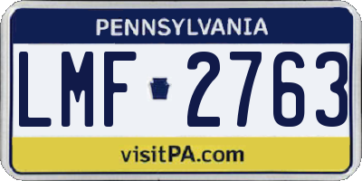 PA license plate LMF2763