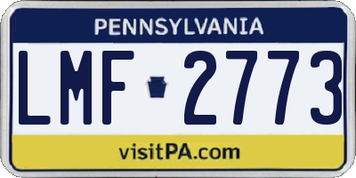 PA license plate LMF2773