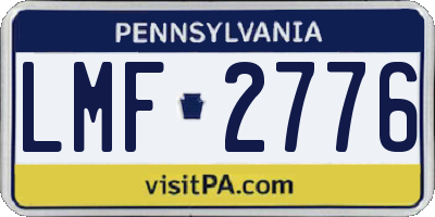 PA license plate LMF2776