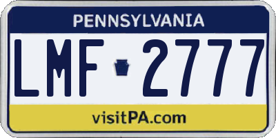 PA license plate LMF2777