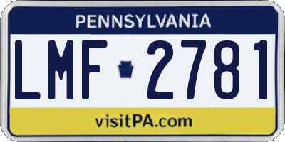 PA license plate LMF2781