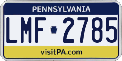 PA license plate LMF2785