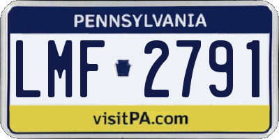 PA license plate LMF2791