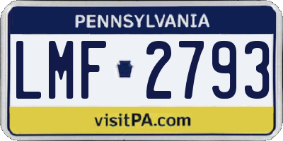 PA license plate LMF2793