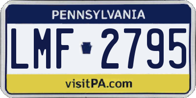 PA license plate LMF2795