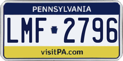 PA license plate LMF2796