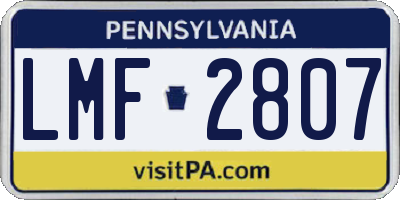 PA license plate LMF2807