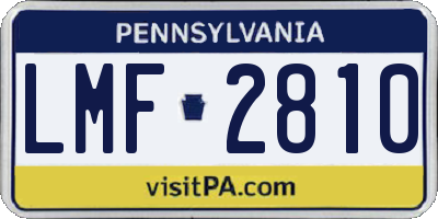 PA license plate LMF2810