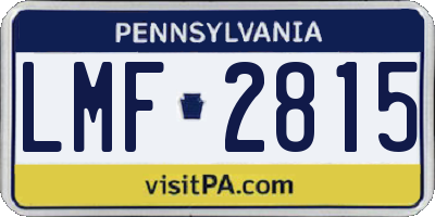 PA license plate LMF2815
