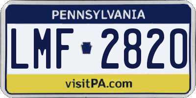 PA license plate LMF2820