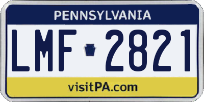 PA license plate LMF2821