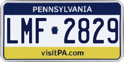PA license plate LMF2829