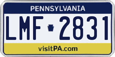 PA license plate LMF2831