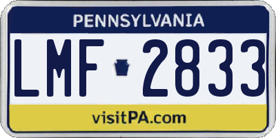 PA license plate LMF2833