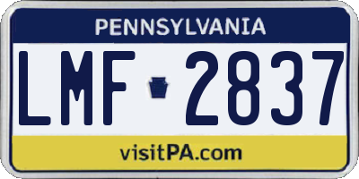 PA license plate LMF2837