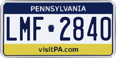 PA license plate LMF2840