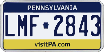 PA license plate LMF2843