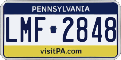 PA license plate LMF2848