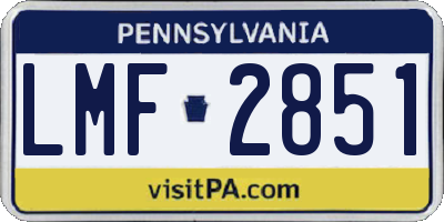 PA license plate LMF2851