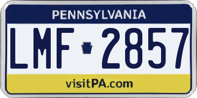 PA license plate LMF2857