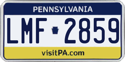 PA license plate LMF2859