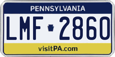PA license plate LMF2860