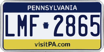 PA license plate LMF2865